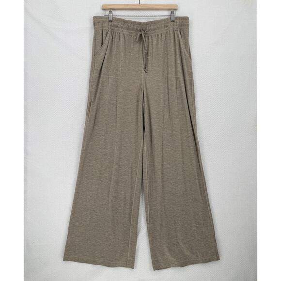 St. John Barley Melange Beige Lightweight Drawstring Wide Leg Pants Sz XL NEW
